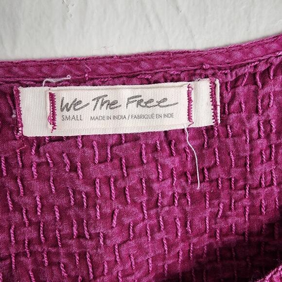 Free People We The Cool Meadow Bohemian Flowy Blouse Long Sleeve Top - Picture 10 of 15